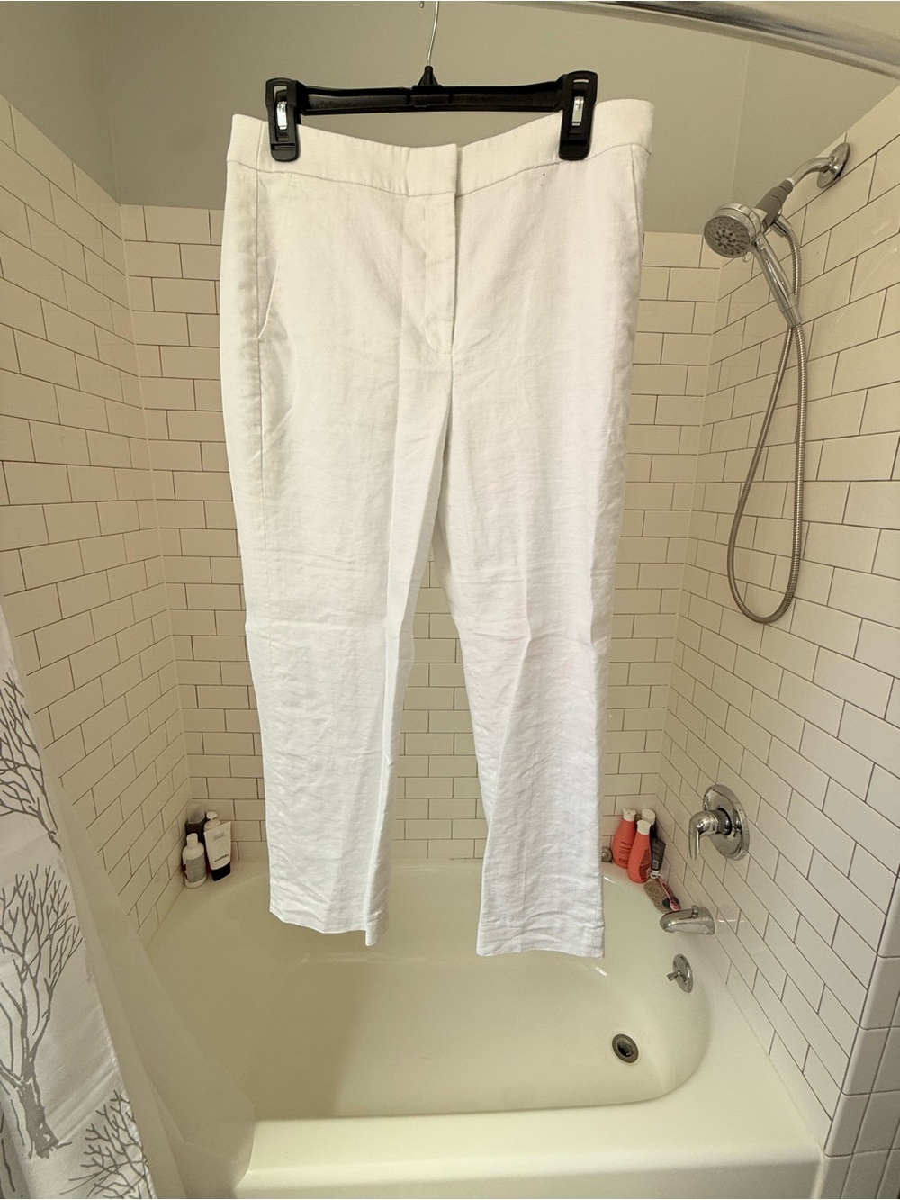 J. Crew White Linen Blend Cropped Pants